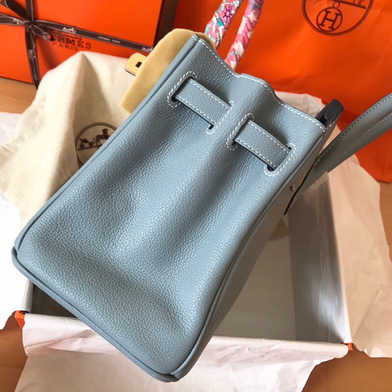 Hermes Birkin 35CM Togo Leather Handbag Blue Lin